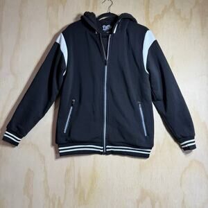 Public Supply Co NYC Sherpa Lined Zip Hoodie Jacket Black White Mens Medium